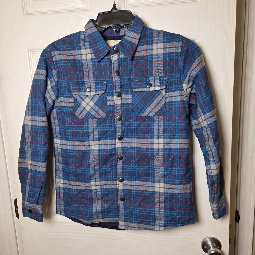 Cherokee youth sz L 12/14 blue plaid shacket shirt jacket NWT cozy classic